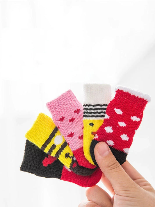 4Pcs Cute Pet Dog Socks